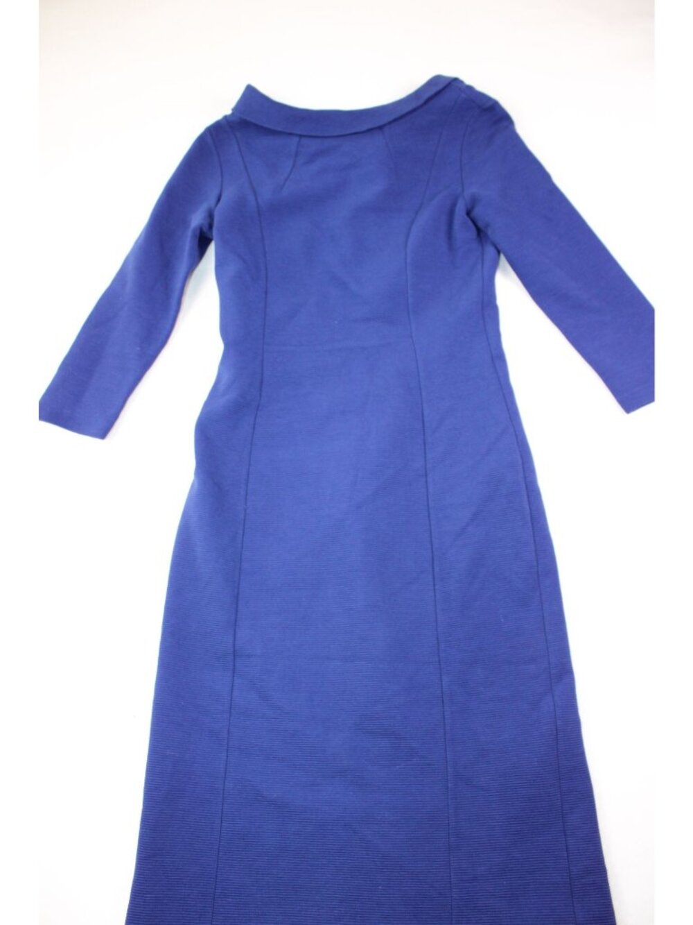 Hobbs Blue Midi Dress With 3/4 Sleeves & Folded Neckline Size US 4